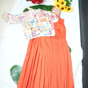 Rust Orange Heritage Princess Set – Traditional Kids Ethnic Wear for Girls